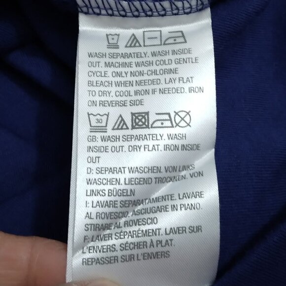 Quacker Factory | Cotton Knit  Bell Sleeve Pearl Trim Pull On Top Blue | Size L - Picture 8 of 9